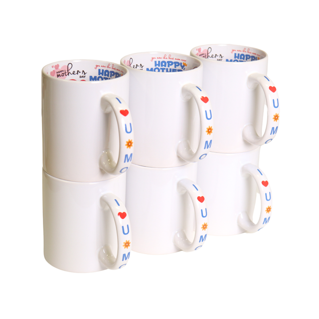 Taza Interior Happy Mothers Day 11oz Sublimación 12 Pzas