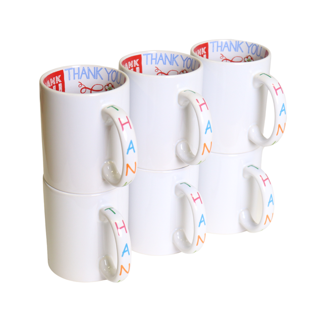 Taza Interior Thank You 11oz Sublimación 12pzs