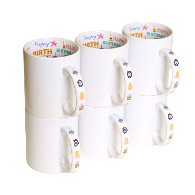 Taza Interior Happy Birthday 11oz Sublimación 12 Pzas