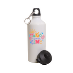 Botella Deportiva Aluminio 600ml Blanca c/doble tapa