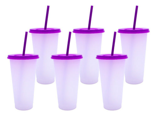 Vaso Mágico Cónico De Plástico Para Dtf Y Uv 710ml Lila 10 pzs