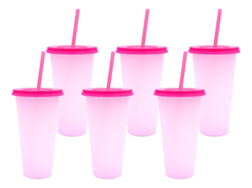 Vaso Mágico Cónico De Plástico Para Dtf Y Uv 710ml Rosa 10 pzs