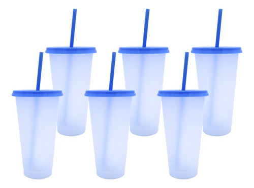 Vaso Mágico Cónico De Plástico Para Dtf Y Uv 710ml Azul Claro 10 pzs