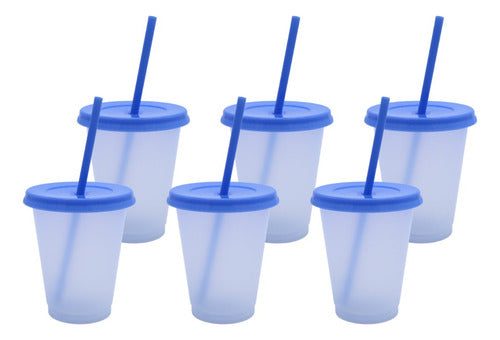 Vaso Mágico Cónico De Plástico Para Dtf Y Uv 450ml Azul Claro 10 pzs