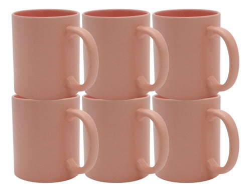 Taza Macaron 11oz Sublimacion Rosa 12 Pzs