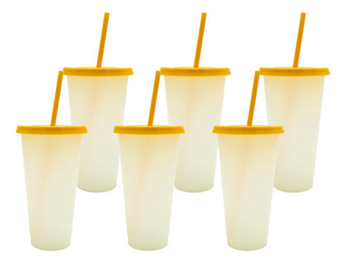 Vaso Mágico Cónico De Plástico Para Dtf Y Uv 710ml Amarillo 10 pzs