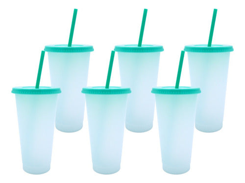 Vaso Mágico Cónico De Plástico Para Dtf Y Uv 710ml Turquesa 10 pzs