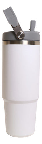 Termo Con Agarradera Acero Inoxidable 30oz Blanco