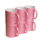 Taza Perlada Rosa Acabado Glitter 11oz Sublimación 12 pzs