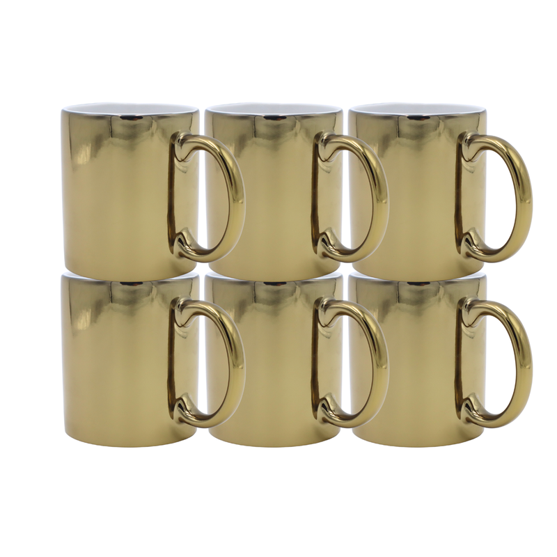 Taza Espejo Dorado 11oz Sublimación 12 pzs