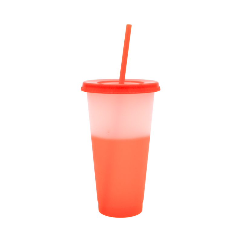 Vaso Mágico Cónico De Plástico Para Dtf Y Uv 710ml Naranja 10 pzs