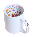 Taza Interior Happy Birthday 11oz Sublimación 12 Pzas