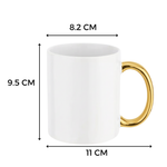 Taza Blanca 11oz Asa Oro Sublimación 12pzs