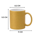 Taza Perlada Oro Acabado Glitter 11oz Sublimación 12pzs