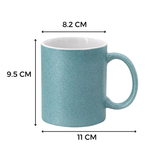 Taza Perlada Azul Acabado Glitter 11oz Sublimación 12pzs