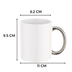 Taza Blanca 11oz Asa Plata Sublimación 12pzs