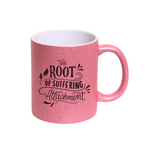 Taza Perlada Rosa Acabado Glitter 11oz Sublimación 12 pzs