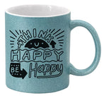 Taza Perlada Azul Acabado Glitter 11oz Sublimación 12pzs