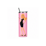 Termo Delgado Acero Inoxidable 20oz Aperlado Rosa Acabado Glitter