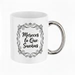 Taza Blanca 11oz Asa Plata Sublimación 12pzs