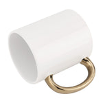 Taza Blanca 11oz Asa Oro Sublimación 12pzs