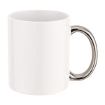 Taza Blanca 11oz Asa Plata Sublimación 12pzs