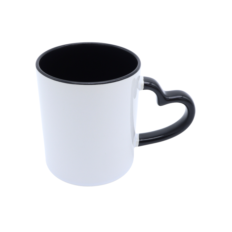 Taza Blanca 11 oz con Asa de Corazón e Interior Negro Sublimable – Orca