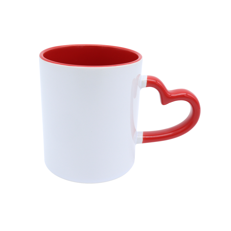 Taza Blanca 11 oz con Asa de Corazón e Interior Rojo Sublimable – Orca