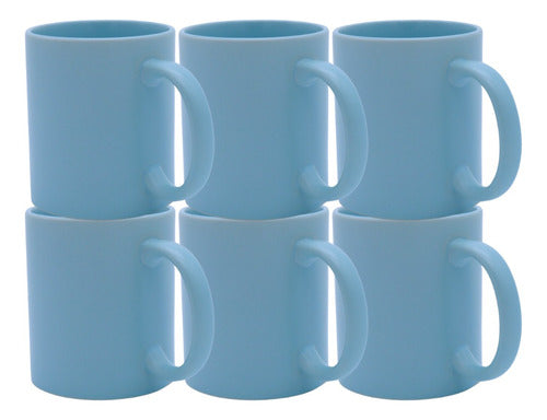 Taza Macaron 11oz Sublimacion  Azul Claro 12 Pzs