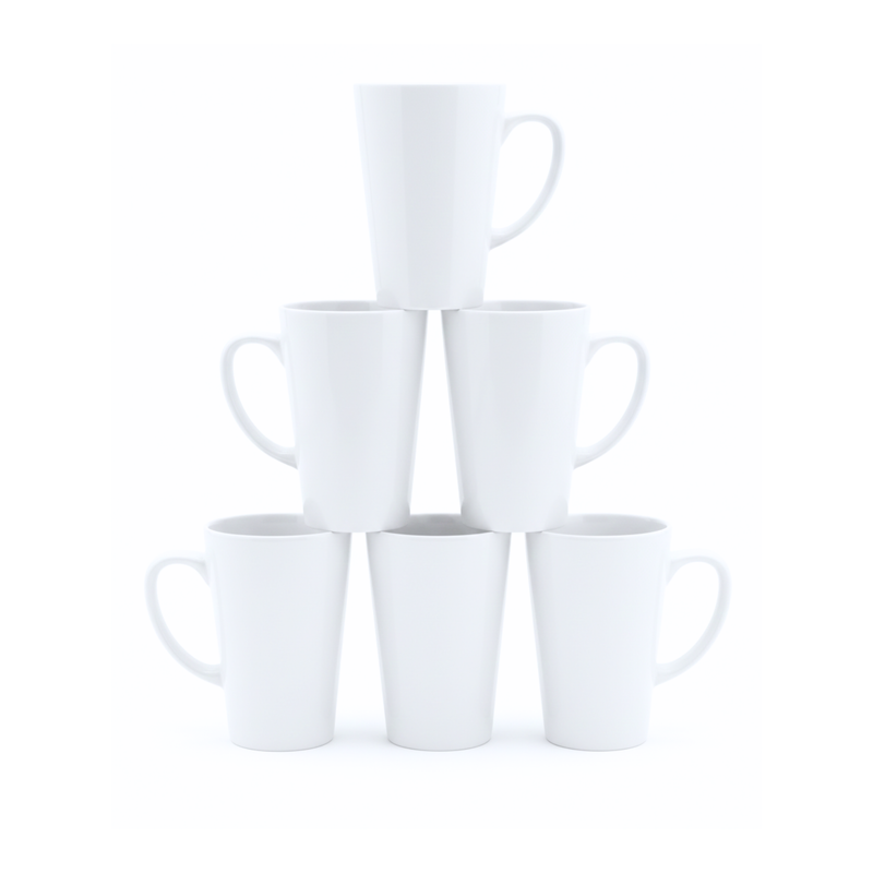 Taza Blanca Cónica 17oz Sublimación 12pzs