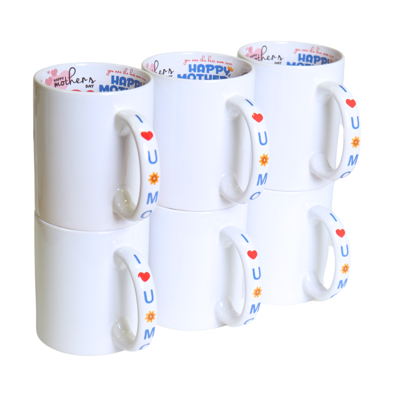 Taza Interior Happy Mothers Day 11oz Sublimación 12 Pzas