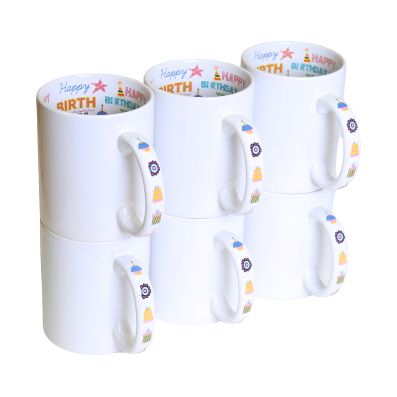 Taza Interior Happy Birthday 11oz Sublimación 12 Pzas