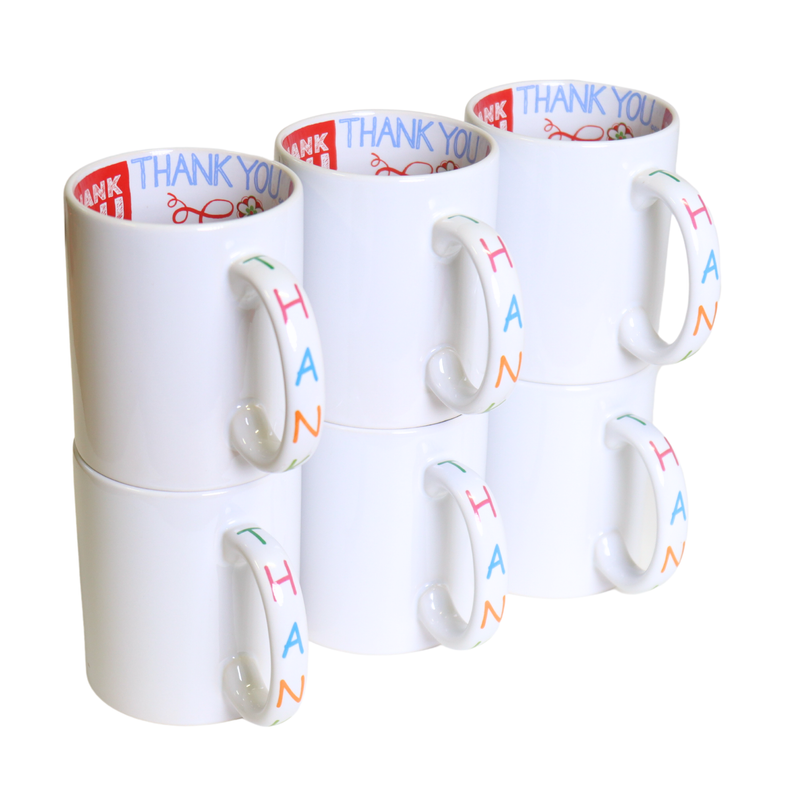 Taza Interior Thank You 11oz Sublimación 12pzs