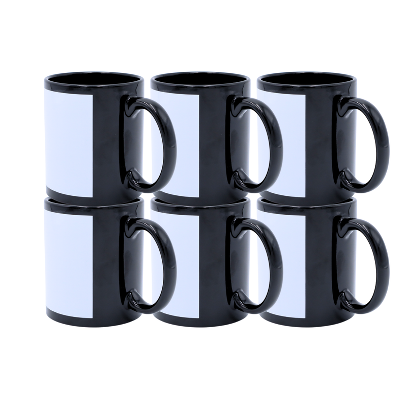 Taza Negra Con Ventana 11oz Sublimacion 12pzs