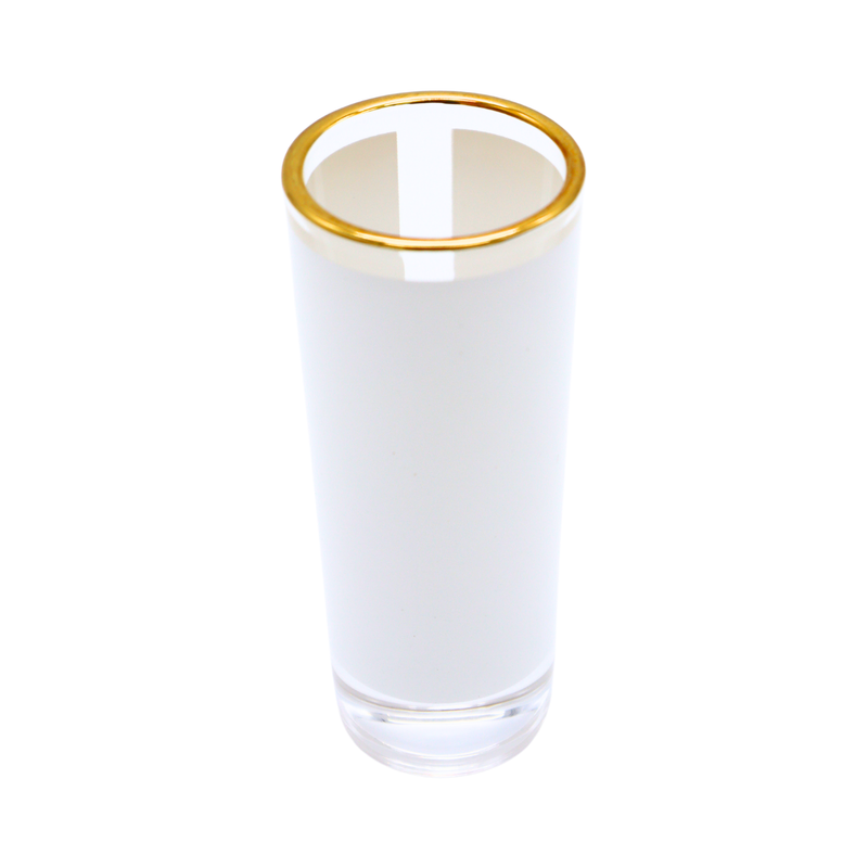 Tequilero de Vidrio Glaseado 2.5oz Borde Dorado 12pz