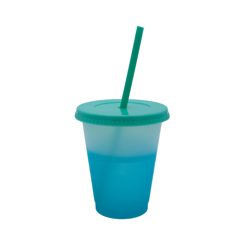 Vaso Mágico Cónico De Plástico Para Dtf Y Uv 450ml Turquesa 10 pzs