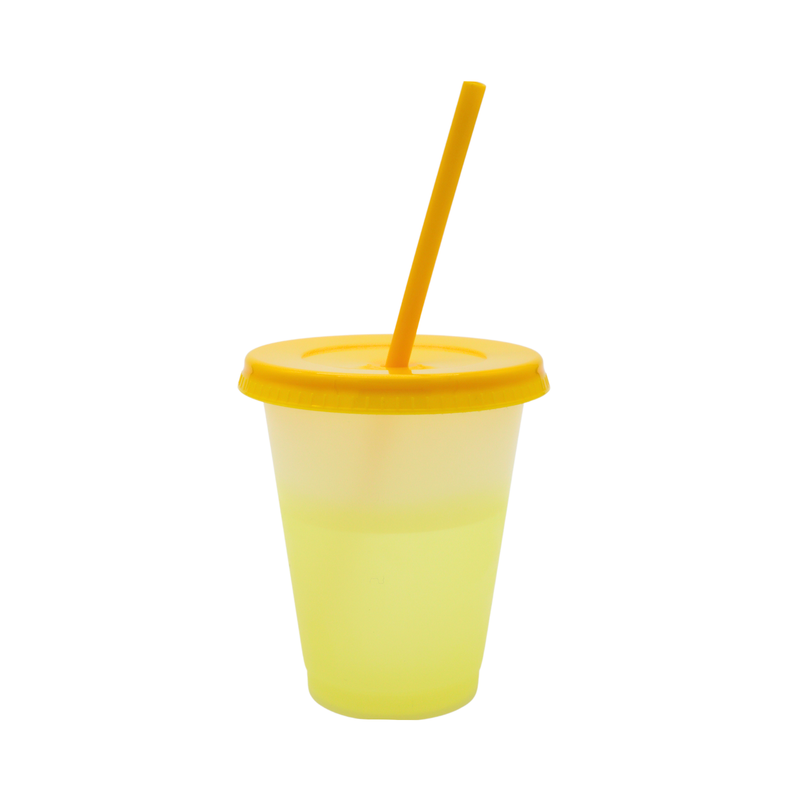 Vaso Mágico Cónico De Plástico Para Dtf Y Uv 450ml Amarillo 10 pzs