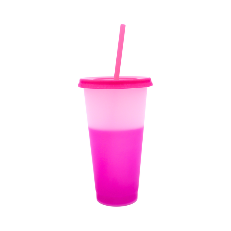 Vaso Mágico Cónico De Plástico Para Dtf Y Uv 710ml Rosa 10 pzs
