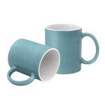 Taza Perlada Azul Acabado Glitter 11oz Sublimación 12pzs