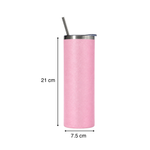 Termo Delgado Acero Inoxidable 20oz Aperlado Rosa Acabado Glitter