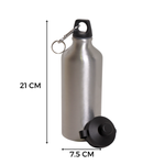 Botella Deportiva Aluminio 600ml Blanca c/doble tapa