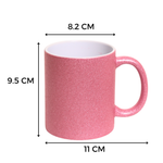 Taza Perlada Rosa Acabado Glitter 11oz Sublimación 12 pzs