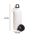 Botella Deportiva Aluminio 600ml Blanca c/doble tapa