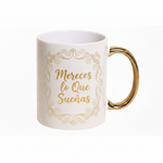 Taza Blanca 11oz Asa Oro Sublimación 12pzs